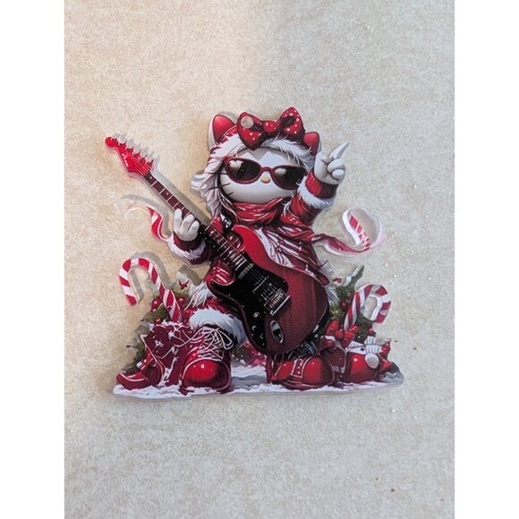 Hello Kitty 2D Acrylic Christmas Tree Ornament Cute Musical Guitar Design Lot 3 - Picture 3 of 5